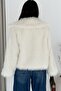 Women's White Lined Premium Shawl Collar Fur - 7
