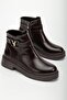 Women's Buckled Cold-Proof Shiny Brown Winter Boots