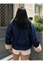 Sagi̇ Women's Cuff & Collar Fur Detailed Metal Button Cross Zipper Inside Fully Fur-Lined Denim Coat - 4