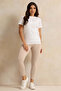 Women Beige Plain Leggings Set (Pack Of 2) - 2