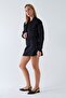 Women's Black Scuba Jacket – Thick Fabric, Non-See-Through, Closed Model with Pockets - 4