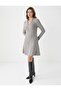 Anthracite Melange V-Neck Long Sleeve Soft Textured Mini Dress