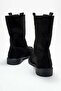 Black Suede Textured Women's Boots - 4