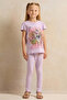 Girls Lilac Butterfly Print Leggings - 2