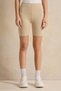 Senior Girls Beige And Green Cycling Shorts Set (Pack of 2)