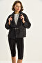 Women's Black Belted Lined Felt Jacket Coat 2062 60283746 - 4