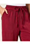 Women Burgundy Wide Leg Pull On Trousers - 4