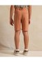 Boys Brown Linen Shorts With Suspenders - 3