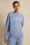 Women Blue Printed Sweatshirt
