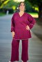 Anvelop Tie-Up Cardigan Elastic Waist Pants 100% Acrylic Plus Size Double Knitting Suit