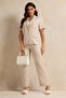 Women Beige Solid Trousers - 2