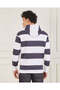 Men Navy And White Striped Hooded Sweatshirt - 3
