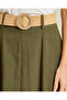 Women Olive Belted Skirt - 4