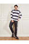 Men Navy And White Striped Hooded Sweatshirt - 5