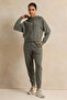 Women Grey Placement Print Hooded Sweatshirt - 2