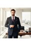Blazer, Slim Fit, Navy Blue, Striped Men's Suit with Vest - 2