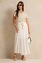 Women Ivory Embroidered Skirt With Breaded Belt - 2