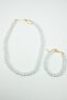 Glass Pearl Classic Necklace Bracelet Set - 2
