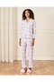 Women Blue And White Collared Pyjama Set (2 Piece)