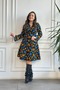 Asymmetrical Sleeve Dress with Button Detail on the Front - 4