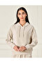Women Beige Hooded Sweatshirt