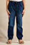 Girls Navy Frill Pocket Jeggings