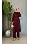 Women's Long Buttoned Tunic Pants Lace-Up Suit - 5