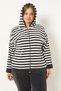 Women's Plus Size Striped Zippered Hooded Pocket Long Sleeve Cotton Velvet Bottom-Top Tracksuit Set - 5