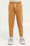 Boys Brown Printed Track Pants