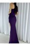 One Shoulder Scuba Fabric Slit Special Design Dress 582078 Purple - 2