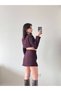 Women's Brown Jacket Skirt Shorts Two-Piece Set - 3