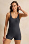 Women Black Swim Bodysuit
