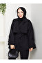 Button Detailed Belted Oversized Trench Coat Rc853107 - 6