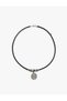Faux Leather Braided Necklace with Compass Charm Detail