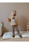 Cat Patterned Leopard Girl's Top and Bottom Set - 3