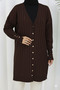 Self-Stripe Long Mercerized Cardigan N3179 Brown - 3