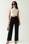 Women's Black High Waist Palazzo Pants – Straight Leg Stylish Office & Classic Model