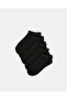 Girls Black Low Ankle Socks With Scallop Edge Welt(5 Pairs)