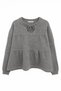 6950 Women's Collar Lace-Up Pleated Knit Sweater Anthracite
