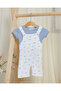 Baby Blue And White Bodysuit Dungaree Set (2 Piece)
