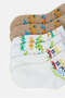 Infant Boys Beige And White Car And Dino Ankle Socks (3 Pairs) - 2