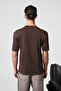 Solo Men's 100% Organic Cotton Thick Textured Comfort Fit Crew Neck Brown T-Shirt - 6