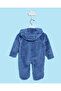 Baby Plain Navy Fluffy Hooded Coat - 4