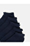 Girls Navy Low Ankle Socks With Scallop Edge Welt (5 Pairs) - 2