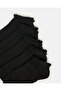Girls Black Low Ankle Socks With Scallop Edge Welt (5 Pairs) - 2