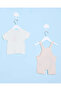 Baby Beige Print Romper Set (2 Piece) - 4