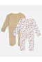 Baby Beige And White Printed Sleepsuit Set (Pack Of 2) - 4