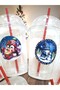 Set of 10 New Year Themed 400 Cc Plastic Lemonade Milkshake Cups with Perforated Lids and Paper Straws - 4