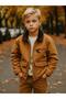 Boy's Cotton Corded Fabric Collar Detailed Lined Pocket Transitional Jacket