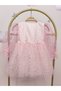 Sparkling Star Printed Balloon Sleeve Buckle Girls' Tulle Dress - 3